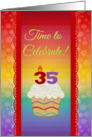 Cupcake with Number Candles, Time to Celebrate 35 Years Old Invitation card