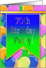 Banner on Colorful Balloons, 70th Birthday Party Invitation card