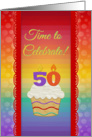 Cupcake with Number Candles, Time to Celebrate 50 Years Old Invitation card