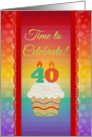 Cupcake with Number Candles, Time to Celebrate 40 Years Old Invitation card
