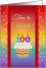 Cupcake with Number Candles, Time to Celebrate 100 Years Old Party card