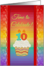 Cupcake with Number Candles, Time to Celebrate 10 Years Old Invitation card
