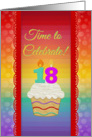 Cupcake with Number Candles, Time to Celebrate 18 Years Old Invitation card