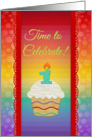 Cupcake with Number Candles, Time to Celebrate 1 Years Old Invitation card