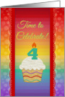 Cupcake with Number Candle, Time to Celebrate 4 Years Old Invitation card