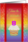 Cupcake with Number Candle, Time to Celebrate 8 Years Old Invitation card