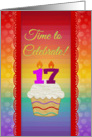 Cupcake with Number Candles, Time to Celebrate 17 Years Old Invitation card