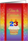 Cupcake with Number Candles, Time to Celebrate 23 Years Old Invitation card