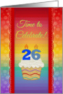 Cupcake with Number Candles, Time to Celebrate 26 Years Old Invitation card