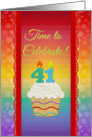 Cupcake with Number Candles, Time to Celebrate 41 Years Old Invitation card