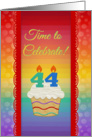 Cupcake with Number Candles, Time to Celebrate 44 Years Old Invitation card