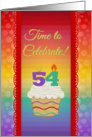 Cupcake with Number Candles, Time to Celebrate 54 Years Old Invitation card