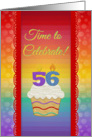 Cupcake with Number Candles, Time to Celebrate 56 Years Old Invitation card