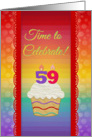 Colorful Cupcake, Time to Celebrate 59 Years Old Invitation card