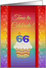 Cupcake with Number Candles, Time to Celebrate 66 Years Old Invitation card