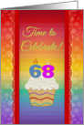 Cupcake with Number Candles, Time to Celebrate 68 Years Old Invitation card