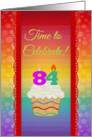 Cupcake with Number Candles, Time to Celebrate 84 Years Old Invitation card