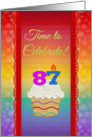 Cupcake with Number Candles, Time to Celebrate 87 Years Old Invitation card