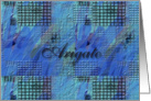 Blue Green Abstract Design, Thank you in Japanese, Arigato card