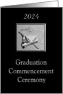 2024, Graduation Commencement Ceremony, Silver & Black, Custom text card
