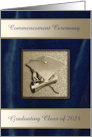2024, Cap and Diploma, Commencement Ceremony, Gold & Blue, Custom Text card