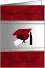 2025, Cap & Diploma, Commencement Ceremony, Silver & Red, Custom Text card
