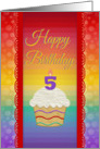 Happy Birthday, 5 Years Old, Colorful Cupcake card