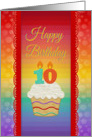 Cupcake with Number Candles, 10 Years Old Birthday card