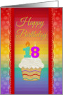 Cupcake with Number Candles, 18 Years Old Birthday card