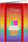 Cupcake with Number Candles, 18 Years Old Birthday card
