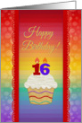 Colorful Cupcake, Happy Birthday 16 Years Old Birthday card