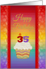 Cupcake with Number Candles, 35 Years Old Birthday card