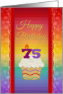 Cupcake with Number Candles, 75 Years Old Birthday card