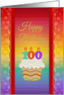 Cupcake with Number Candles, 100 Years Old Birthday card