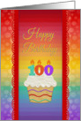 Cupcake with Number Candles, 100 Years Old Birthday card