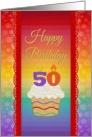 Cupcake with Number Candles 50 Years Old Birthday card