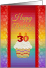 Cupcake with Number Candles, 30 Years Old Birthday card