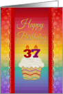 37 Years Old, Colorful Cupcake, Birthday Greetings card