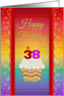 38 Years Old, Colorful Cupcake, Birthday Greetings card