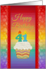 41 Years Old, Colorful Cupcake, Birthday Greetings card