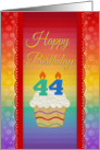 44 Years Old, Colorful Cupcake, Birthday Greetings card