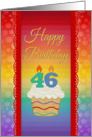 46 Years Old, Colorful Cupcake, Birthday Greetings card