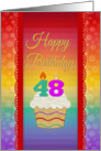 48 Years Old, Colorful Cupcake, Birthday Greetings card