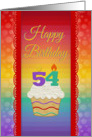 54 Years Old, Colorful Cupcake, Birthday Greetings card