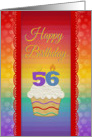 56 Years Old, Colorful Cupcake, Birthday Greetings card
