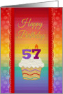 57 Years Old, Colorful Cupcake, Birthday Greetings card