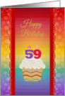 59 Years Old, Colorful Cupcake, Birthday Greetings card