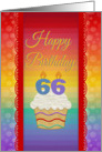 66 Years Old, Colorful Cupcake, Birthday Greetings card