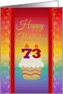 73 Years Old, Colorful Cupcake, Birthday Greetings card