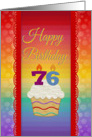 76 Years Old, Colorful Cupcake, Birthday Greetings card